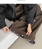 Two-Way Hem Snap Banding Diagonal Cut Wide Fit Cotton Pants