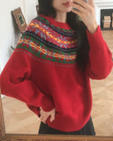 Pommel Nordic Loose Fit Round Knit