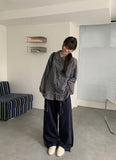 Chapney Check Shirring Round Collar Frill Shirt