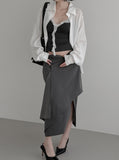 Luen Unbalanced Wrap Long Skirt