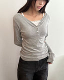 Ribe Burton V-Neck Ribbed Long Sleeve T-Shirt