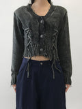 PIG EYELET DAMAGE CARDIGAN