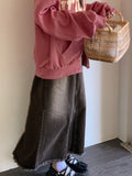 Choppin hem surgical washing denim incision long skirt