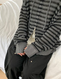 [unisex] Endel Stripe Net Hood Zip-up