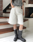 Two-Buckle Shirred Biker Boots