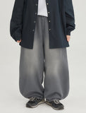 [BAONHAUS] Hebon Denim Banding Balloon Wide Pants - Gray Denim ver.