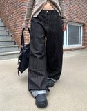 American Made Non-Fade Roll-Up Pocket Wide Denim Long Pants
