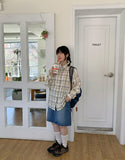 Peoto Check Over Wrinkle Shirt