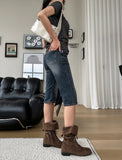 Likee cut slim capri denim pants