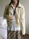 Montney cut boxy leather two-way zip-up jumper
