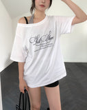 Stars Lettering Unbalance Short Sleeve