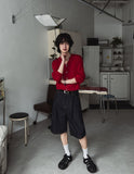 Teddy raw one tuck Bermuda denim