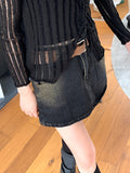 [Belt Set] Konya Y2K Washing Denim Mini Skirt