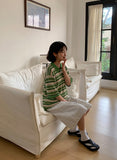 [Unisex] Yonder Color Stripe Collar Over Short Sleeve Knit