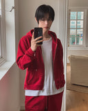 Ruby Damaged Sweat Hood Zip-Up