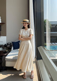 Liluna Banding Flare Long Skirt