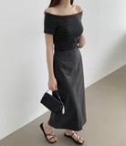 Back Zipper Slit H-line Long Skirt