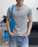 Lowden Slim Ribbed Henley Neck Short Sleeve Tee