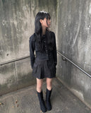Bobo Black Denim Cargo Mini Skirt