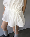 Pne Shirring Banding Puff Short Sleeve Mini One Piece