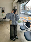 Catsy washed denim wide pants