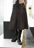 Suspender Long Pleated Skirt