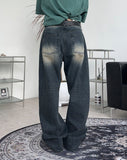 Frit Washing Wide Denim Pants