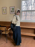 Debenny Banding Corduroy Pintuck Long Skirt