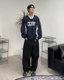 Delf over wide denim pants
