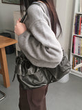 washing pocket side zipper shoulder bag