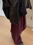 Chop-pit pin-tuck balloon wide banding pants