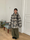 [unisex] Donico Check Duffel Quilted Hood Half Coat