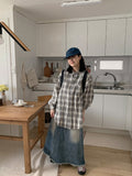 Suzuka Fringe Washing Denim Long Skirt