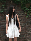 Az Punching Lace Ribbon Sleeveless Bustier Mini One Piece
