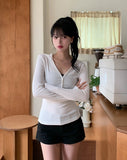 Leon V-Neck Button Slim Hoodie