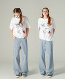 Nine Stripe Wide Denim Pants