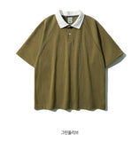 Double Cotton Two Tone Collar Short Sleeve Tee