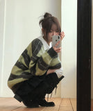 Ritz Color Matching Collar Stripe Brush Knit