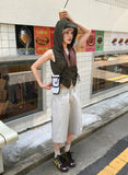 SHIRRING CROP HOOD VEST