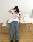 Kaden Stripe Patch Carpenter Balloon Wide Denim Pants