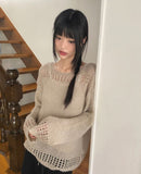 Ponce Punching Loose Fit Long Sleeve Long Knit