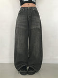 Ops Stripe Washing Denim Wide Pants