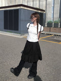 Adam Pintuck Midi Cotton Flare Skirt
