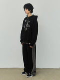 END OF TIME Applique Hooded Zip-Up