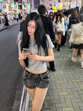 Vintage Washing Denim Shorts + Tokyo Crop Basic Tee