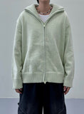 Gentle High Neck Wool Zip-Up Cardigan