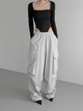 (Unisex) Lukin Big Pocket Cargo Wide Pants