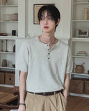 Icy Henley Neck Short Sleeve Knit