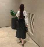 Belt Strap Balloon Shirt Layered Bustier Long One Piece