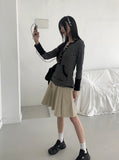 Mihoo Vintage Stripe Button Pocket Long Sleeve T-Shirt